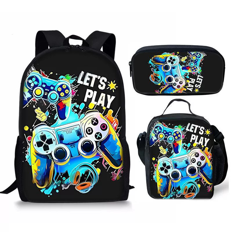游戏机GamesDIY学生书包动漫三件套挎包笔袋双肩包大容量背包D制