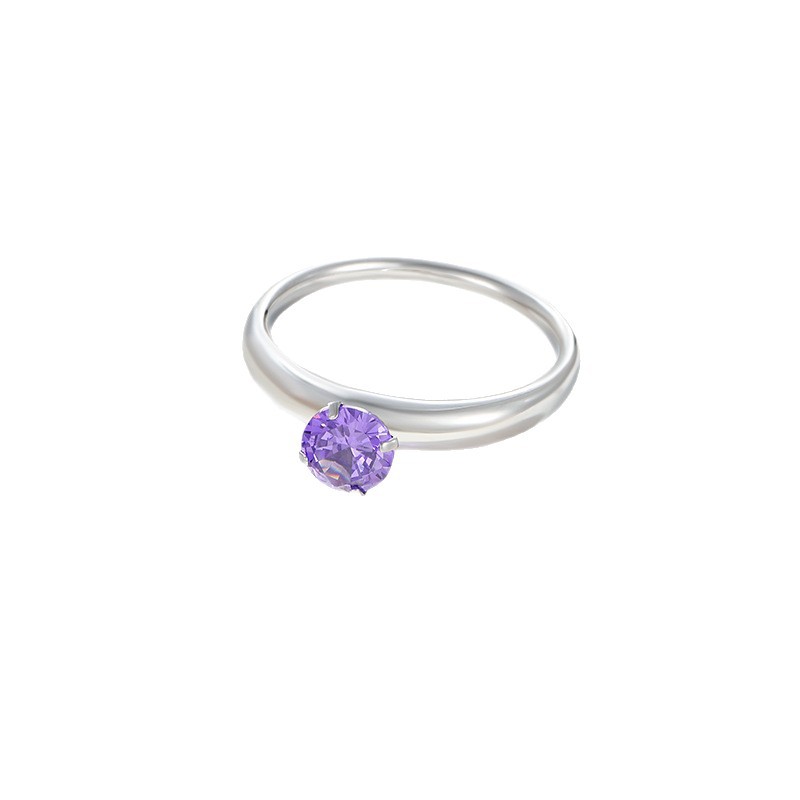 Xuping Jewelry Simple acero inoxidable diamante rosa diamante púrpura diamante amarillo con incrustaciones de anillo de circón femenino romántico anillo de todo fósforo