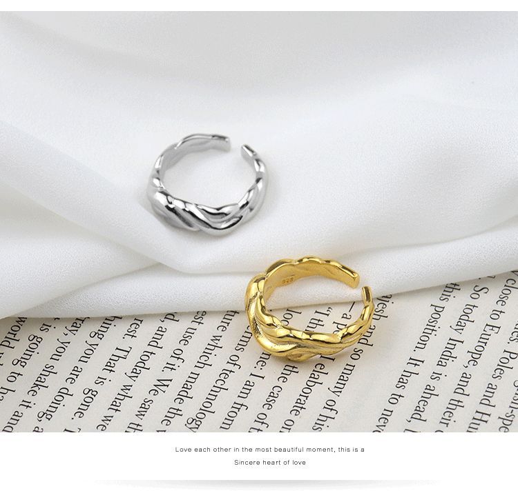 Korean fashion wave pattern index finger ring simple design geometric opening ring