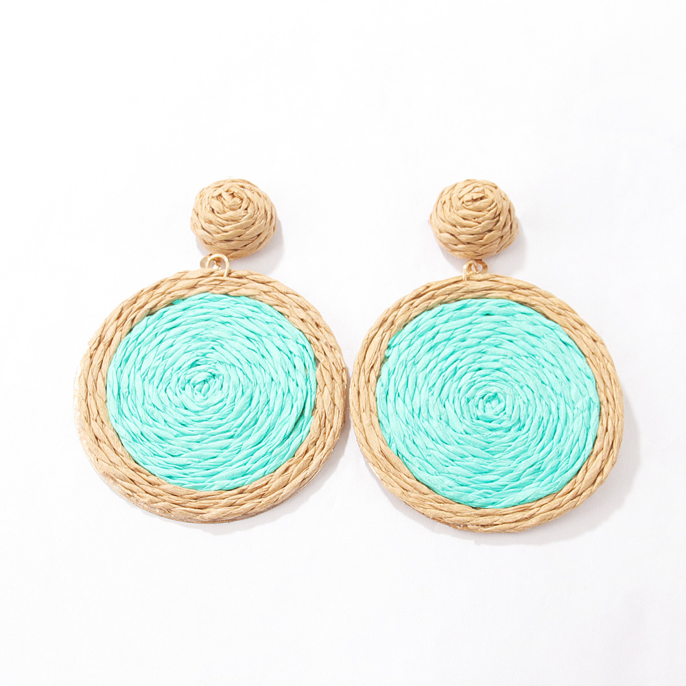 1 Pair Retro Lady Geometric Raffia Drop Earrings display picture 11