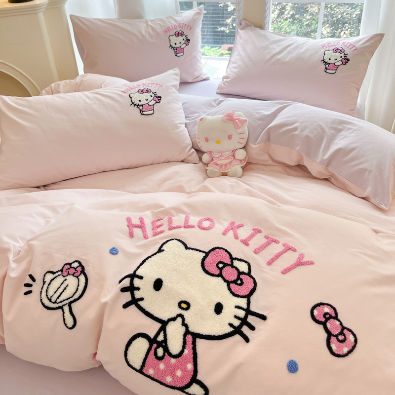 Genuine Authorized Sanrio Kulomi Cotton Sanding Four-piece Set Thickened Warm Cotton Three-piece Set Bedding