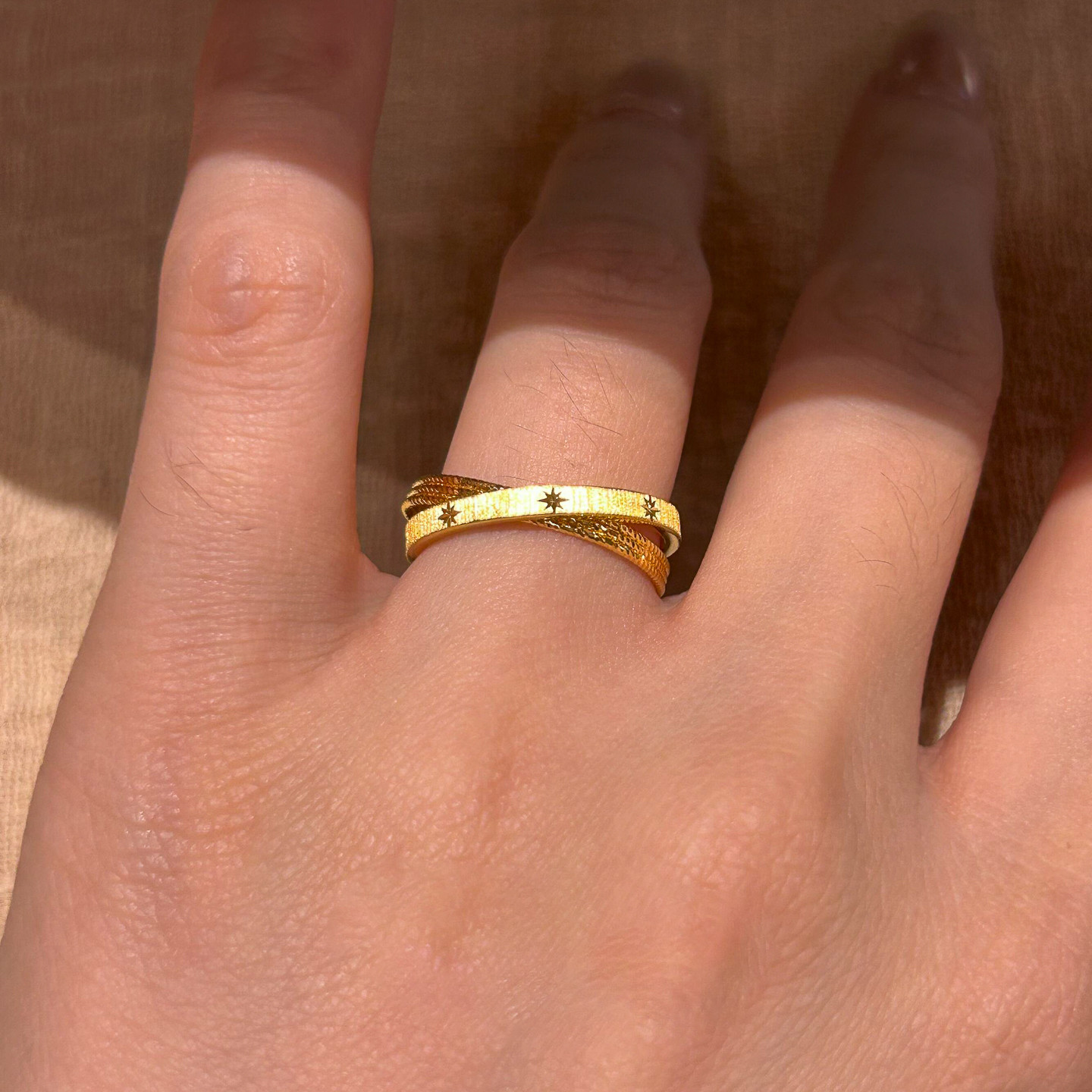 Jinzhen Mercury Record Small Double Planetary System Vacuum Electroplating Vintage Gold Index Finger Ring_voghion.com