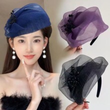 跨境时尚半帽透气遮白发法式发箍头箍洋气时尚百搭晚宴发卡女士
