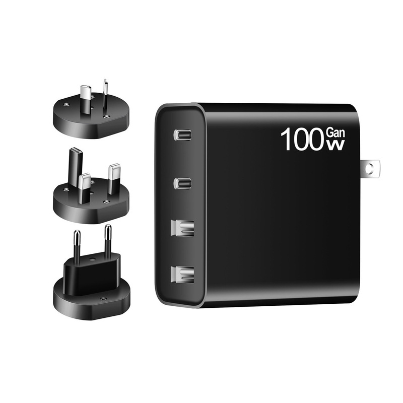 100W Gallium Nitride PD Charger 100W High Power Folding Foot Double USB + Double PD Charger 100W Direct Charge