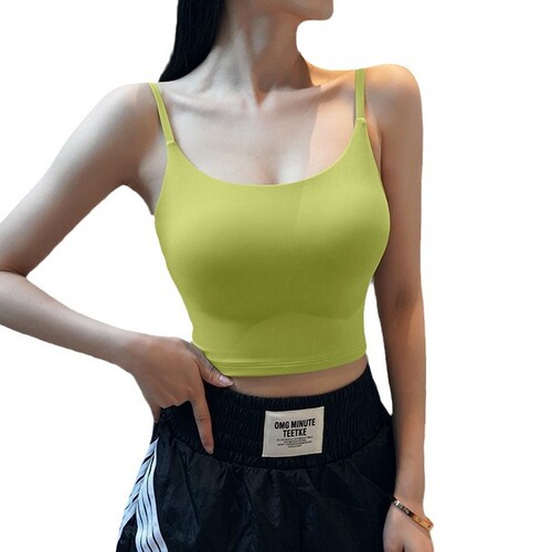 New summer yoga strap tank top, shock-proof running & fitness bra, stylish back-supporting sports underwear with chest pads, for women