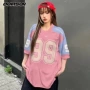 夏季宽松数字男女t恤