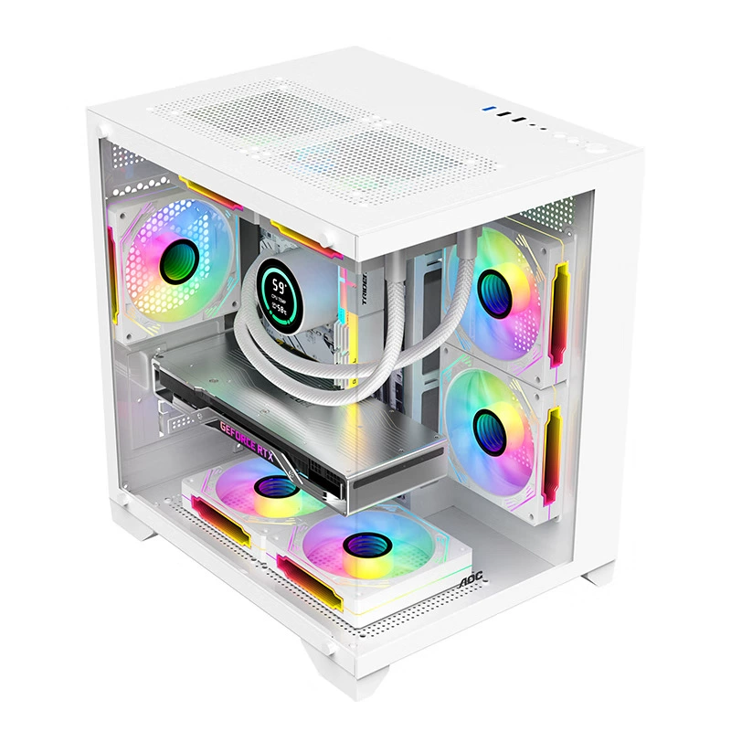 Корпус ПК AOC CG391B, белый, боковые панели из закалённого стекла, опция блока питания 391 Вт