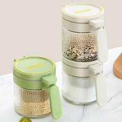 定量調料盒廚房家用鹽巴收納盒罐子調味罐雙重密封防潮翻蓋白糖罐