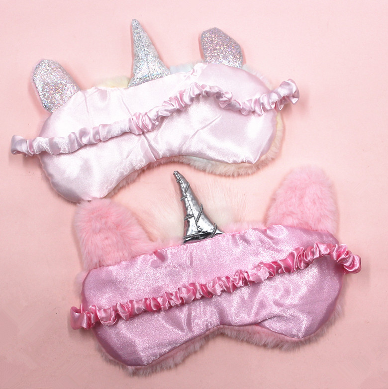 Unicorn Gradient Colorful Plush Shading Cartoon Eye Mask display picture 4