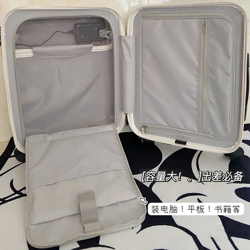 新款前置开口登机行李箱女小型20寸轻便拉杆皮箱24旅行箱男生|undefined