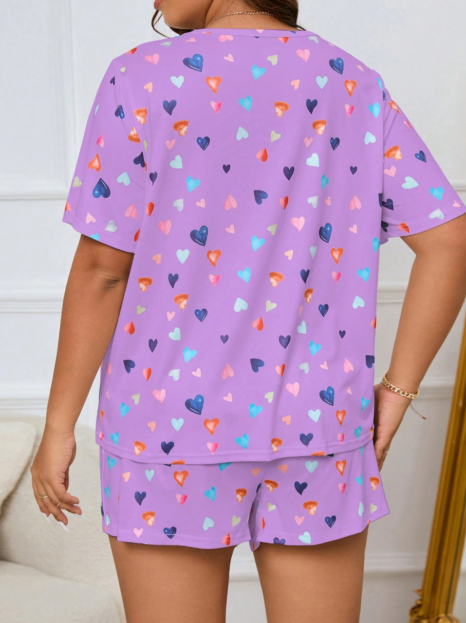 Home Women's Casual Classic Style Printing Polyester Milk Fiber Shorts Co-ord Set Pajama Sets display picture 2