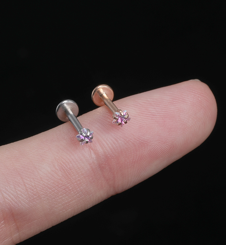 Cross-Border New Personality Zircon Stainless Steel Lip Nail Lip Ring European and American Thread Inner Tooth Lip Decoration Piercing Jewelry Wholesale detail image 13