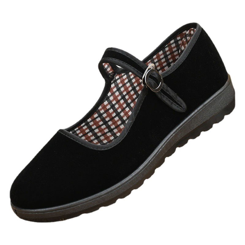 Zapatos de tela de las mujeres transpirables viejos zapatos de tela de Beijing ZAPATOS DE TRABAJO planos Hotel negro zapatos de trabajo zapatos de mamá zapatos de baile cuadrados