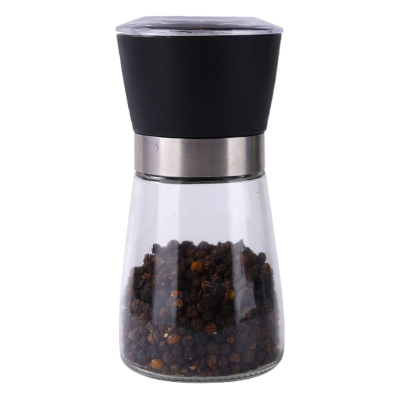 Molinillo de vidrio Cónico manual de pimienta Molinillo de sal gruesa Botella de molienda manual portátil