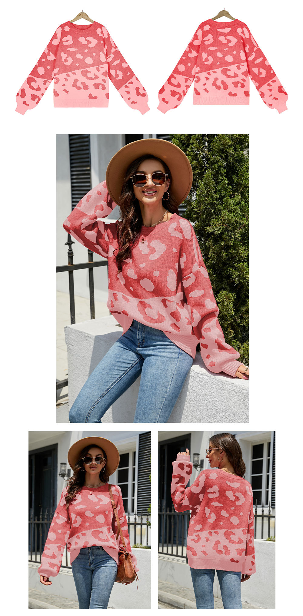 Women's Sweater Long Sleeve Sweaters & Cardigans Fashion Leopard display picture 5