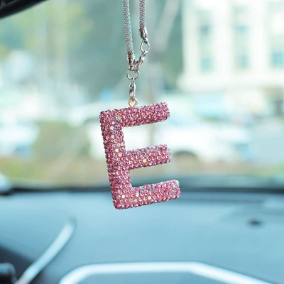interior accessories pendant ladies | Car hanging - e-letter-car-pendant-pink