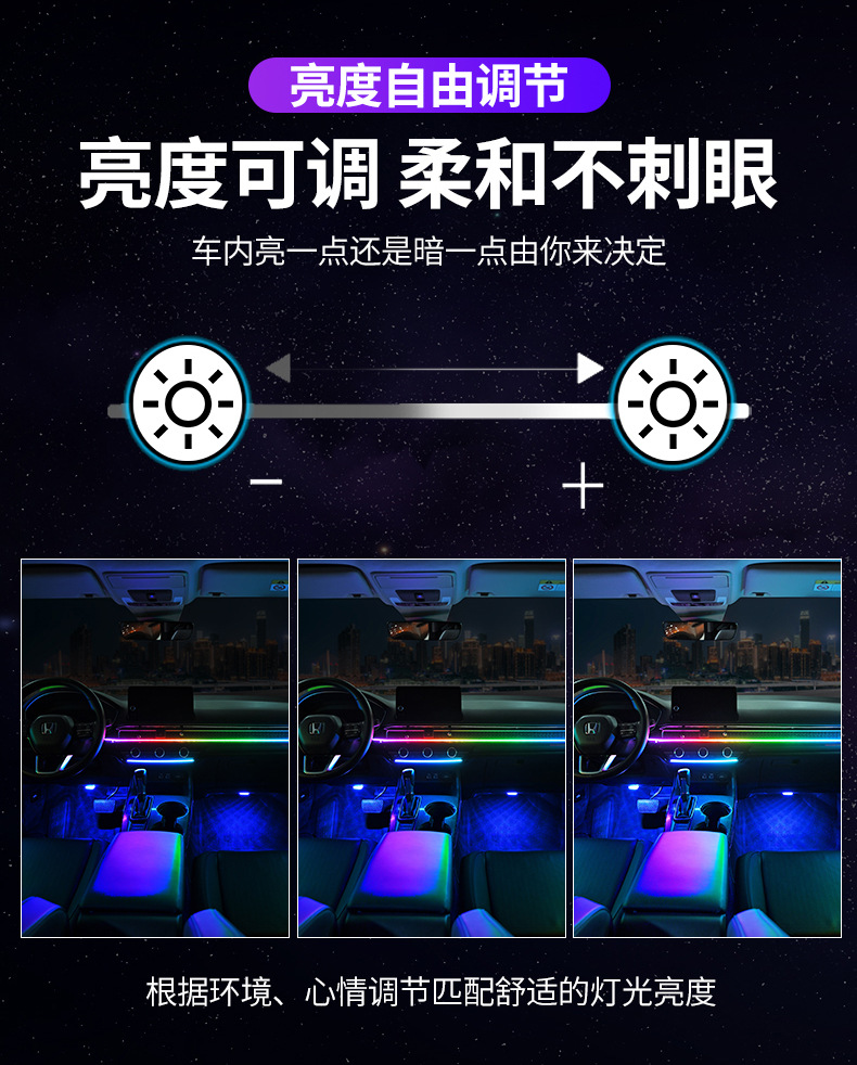 Full Car Led Ambient Lighting for Dashboard Modification, USB Car Door Ambient Lighting, Music Rhythm Lights
