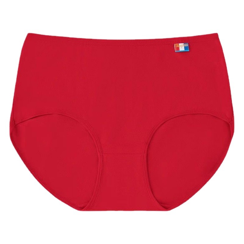 Panties ladies cotton waist big red solid color simple breathable skin-friendly mother plus size belly briefs wholesale