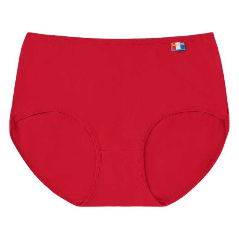 Трусики женские хлопчатобумажные средние талии красный сплошной цвет простой дышащий и сытный для кожи мама большой размер брюки брюки треугольника оптом