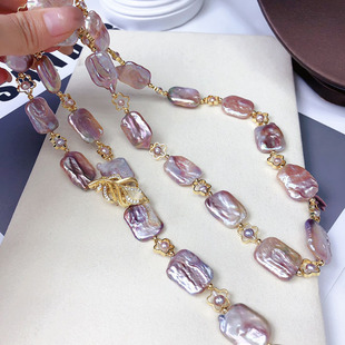 Irregular Baroque Pearl Necklace Women's Light Luxury Niche Pearl Sweater Chain 2024 New Style