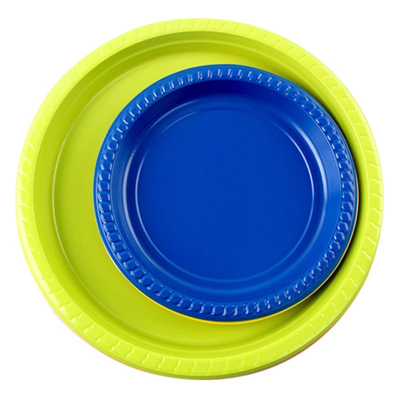 Foreign trade disposable plate 6 7 8 9 inch glossy plastic fruit plate party barbecue plate thickened disposable plate