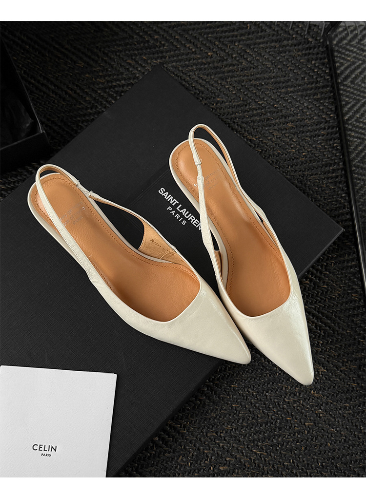 Sandal cao gót nữ mũi nhọn quai hậu dây khóa, gót nhọn 9 cm — đen chi tiết 35