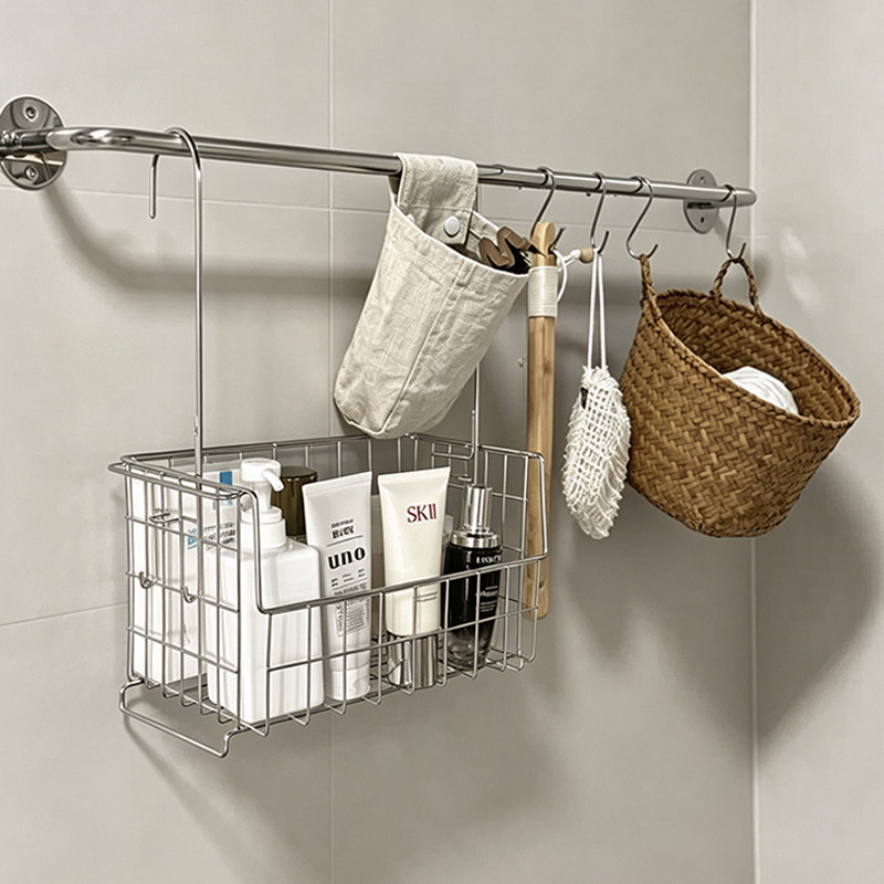 Stainless Steel Storage Rack Bathroom Cosmetics Wall-Mounted Drain Basket Multifunctional Organizer Rack Stainless Steel Storage Rack Bathroom Cosmetics Wall-Mounted Drain Basket Multifunctional Organizer Rack