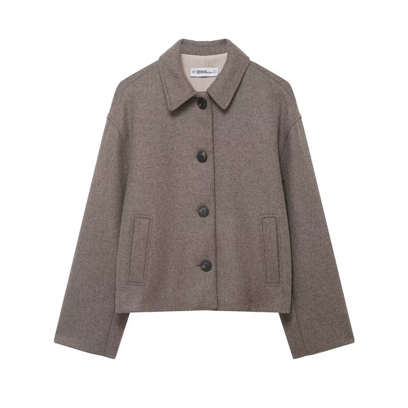 Pb&Za Women's Clothing 2025 Winter New Fashion Stylish Wool Blend Short Coat 2069384