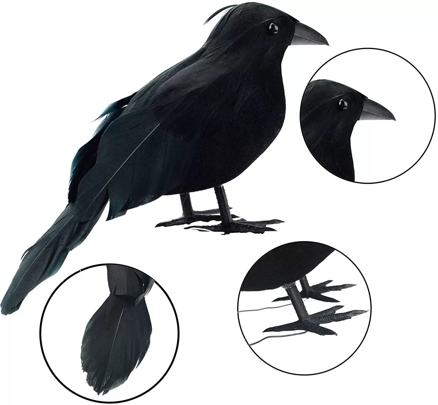 Halloween Black Feather Crow forced Halloween Decoration Feather Birds 3PCS Garden Interior shooting props