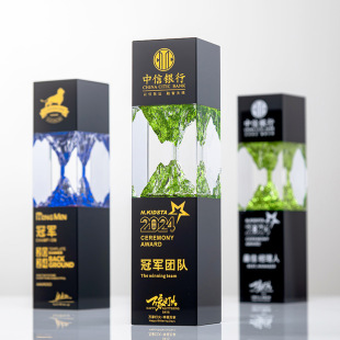 Crystal Trophy Custom-Made Creative Hourglass Timer Engraved with Excellent Employee Competition Event Award Souvenir