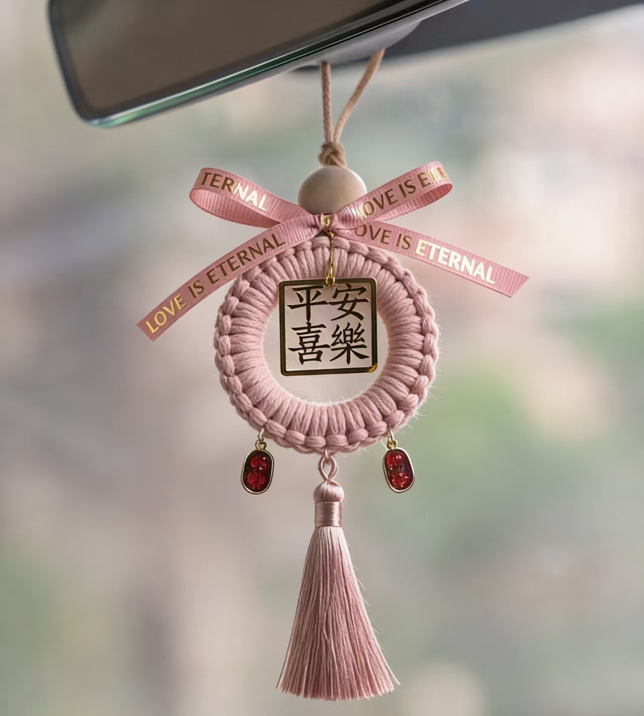 Handmade DIY Gift Red String Hanging Ornament for Peace and Joy, Attracts Wealth and Good Fortune, New Car Hanging Tag, Car Interior Decoration, Gift for Boyfriend