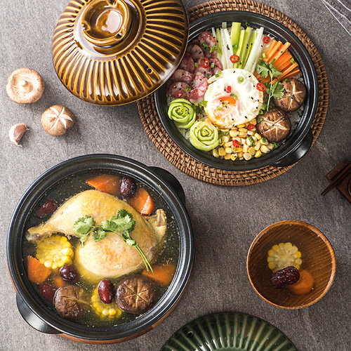 Factory wholesale retro double-ear round pot sand pot shallow pot small dry pot rice cooker commercial restaurant hotel inn