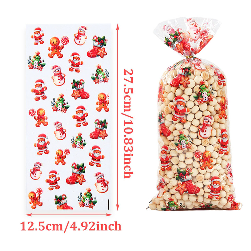 跨境圣诞礼品袋节日糖果包装袋圣诞老人圣诞树印花小零食包装袋子|undefined