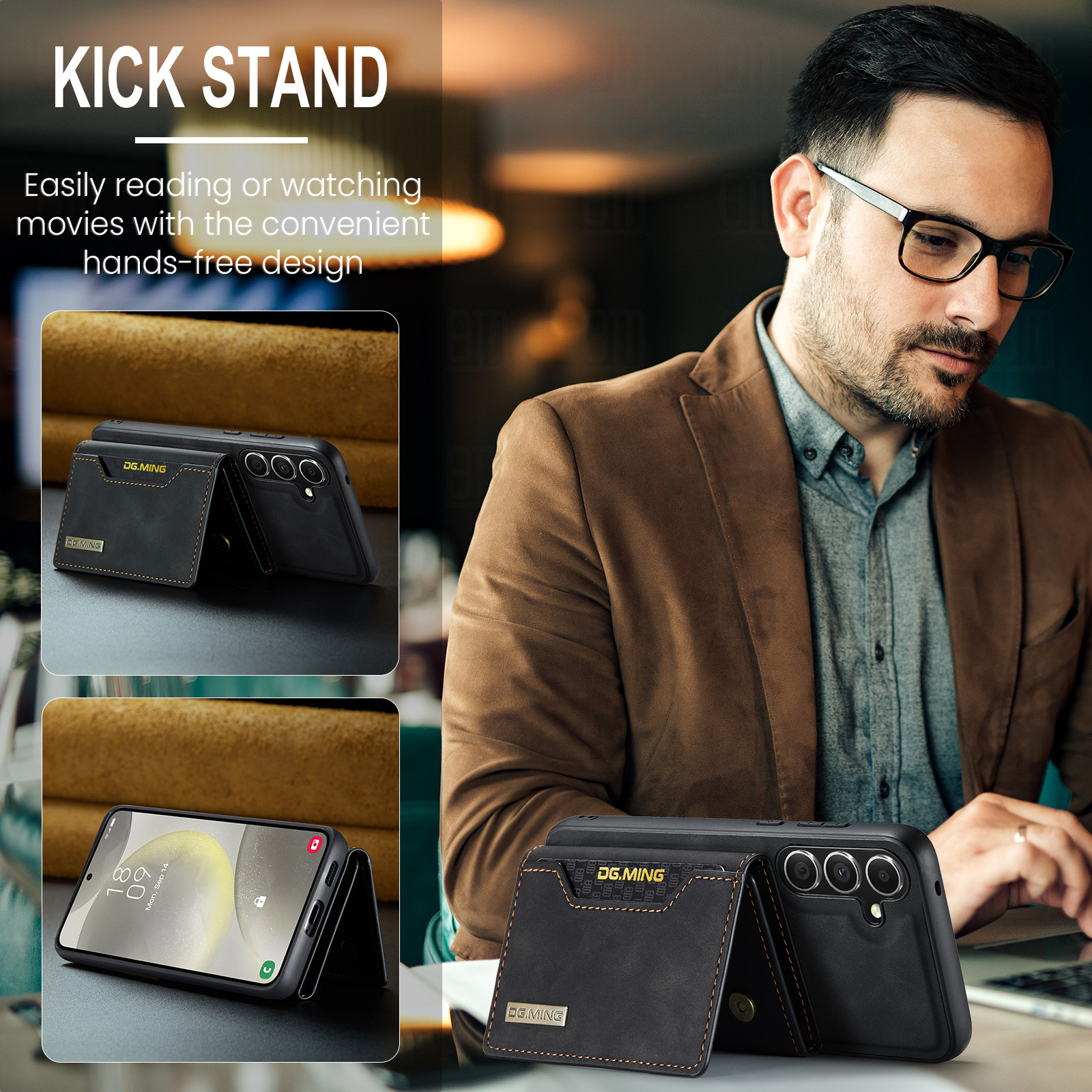 M2 per Samsung S24 custodia protettiva magnetica a tre ante S24 Plus custodia per telefono portafoglio diviso due in uno_voghion.com