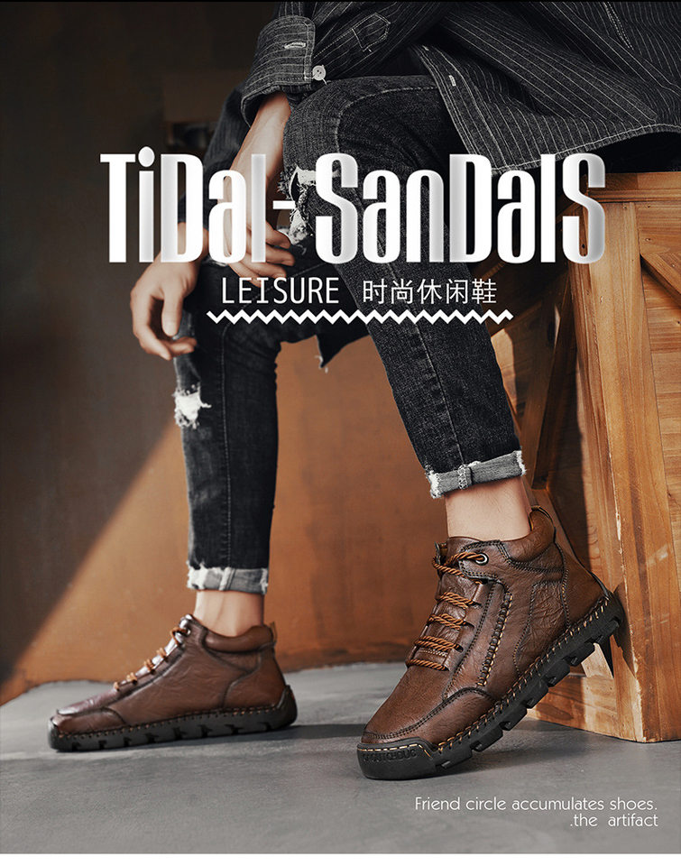 Giày lười nam da đế bằng khâu tay hở, giày slip-on cổ thấp ngoài trời cỡ lớn — 9893 nâu nhạt, 9893 nâu sẫm, 9893 đen chi tiết 5