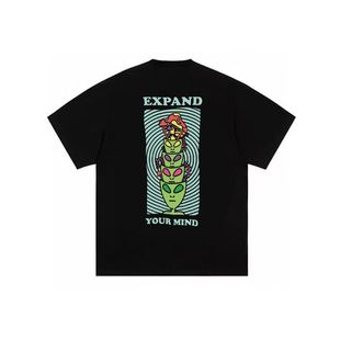 American Trendy Brand Ins Design Ami Khaki Niche Short-Sleeved T-Shirt Heavy Alien Pattern Trendy Couple Wear for Men and Women