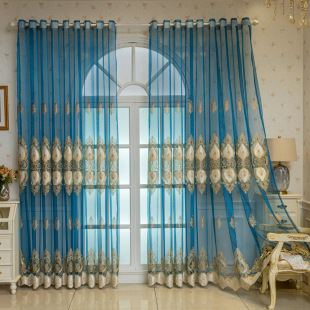 Golden silk embroidery window high-grade velvet luxury finished curtain living room bedroom balcony European American curtain wholesale