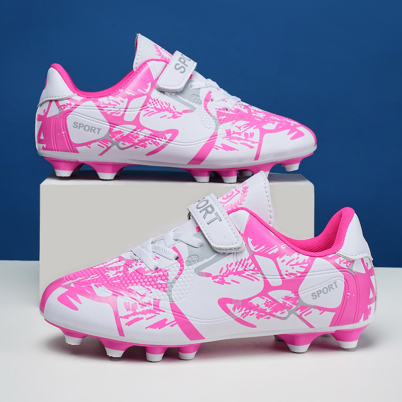 Scarpe da calcio per bambini ShoeGlobe con velcro per ragazzi, TF, studenti delle scuole elementari, ragazze, adolescenti, AG, tacchetti lunghi per bambini più grandi_voghion.com