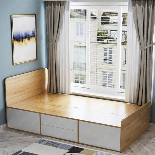 Nordic Bedroom Single Bed Adult 1.2 m Plate Single Drawer Bed Solid Wood Storage Bed High Box Bed Wholesale