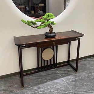 New Chinese Style Ebony Wood Entrance Table Modern Simple Solid Wood Room Cabinet Living Room Wall Entrance Cabinet Entrance Table