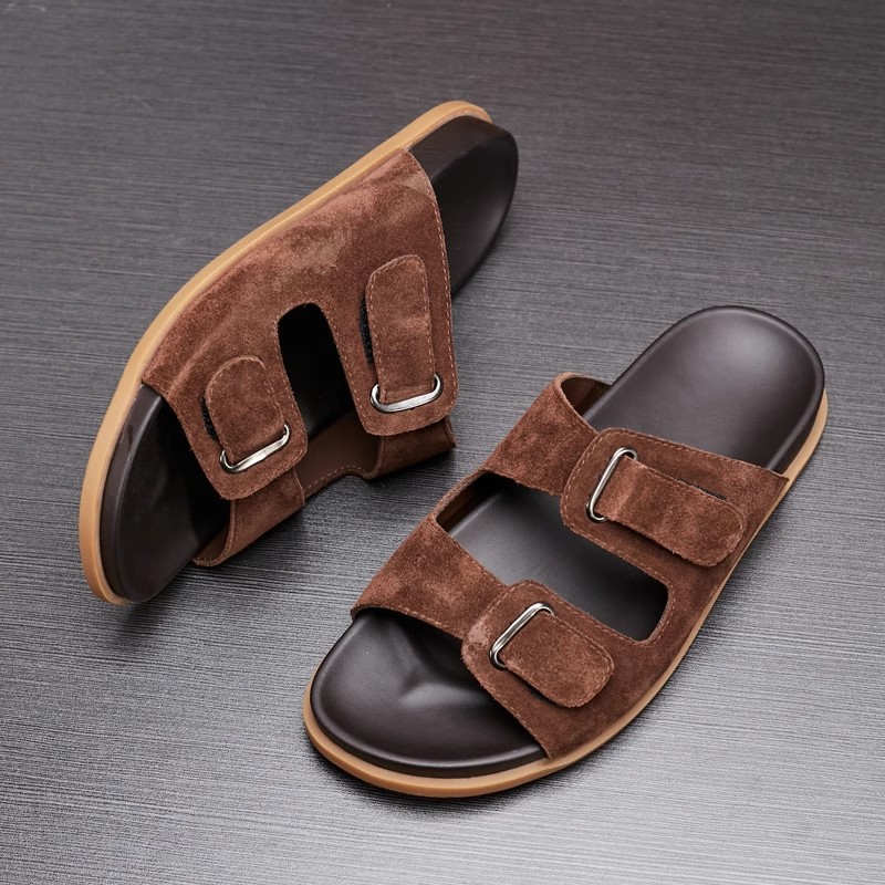 Men's Genuine Leather Summer Outer Wear Soft-soled Non-slip Beach Shoes Men's Casual Sandals Trendy Breathable Slippers