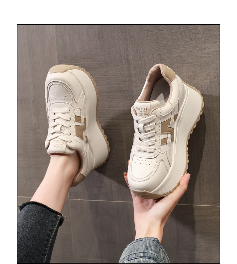 Giày sneaker nữ đế dày tăng chiều cao phong cách Đức Huấn — Cơm trắng mơ chi tiết 14