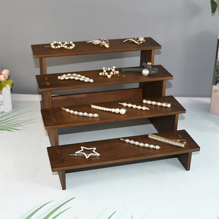 Vintage Solid Wood Ladder Rack Hairpin Bracelet Stall Props Handstring Storage Shelf Hand-made Earrings Jewelry Display Rack