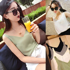 A drop-shipping summer halter top, Korean style versatile V-neck double layer chiffon loose, women’s bottoming vest bestie outfit