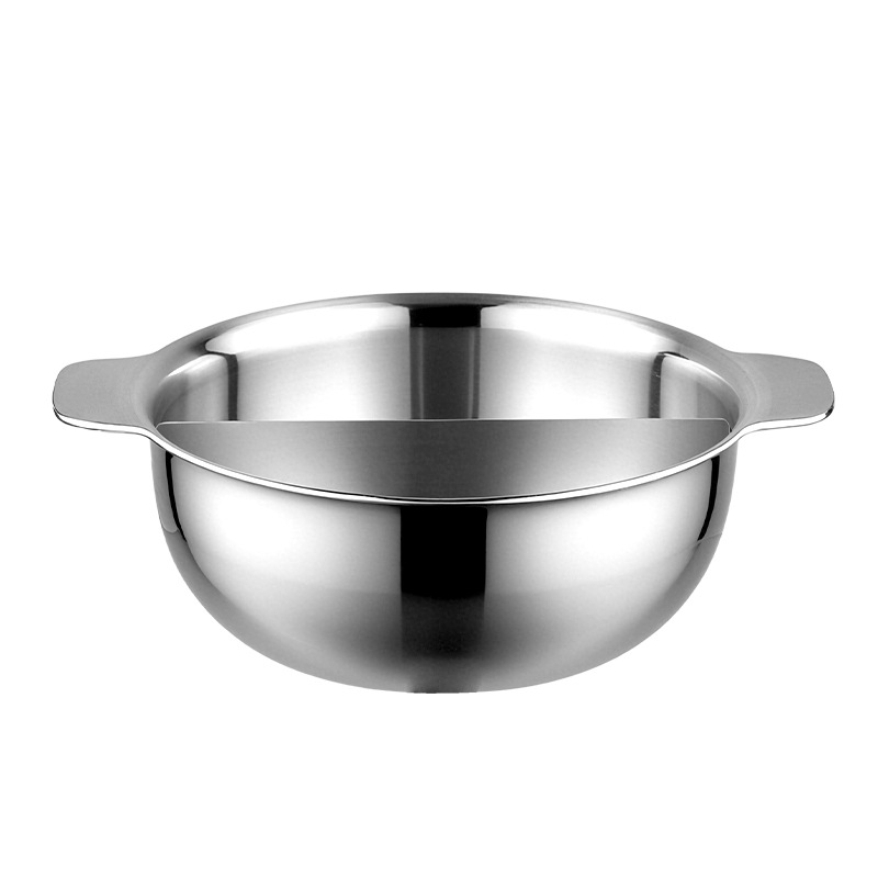 1810 acero inoxidable de grado alimenticio tazón de ensalada de platos gruesos tazón de olla caliente de gas electromagnético de doble oreja tazón de pato pato