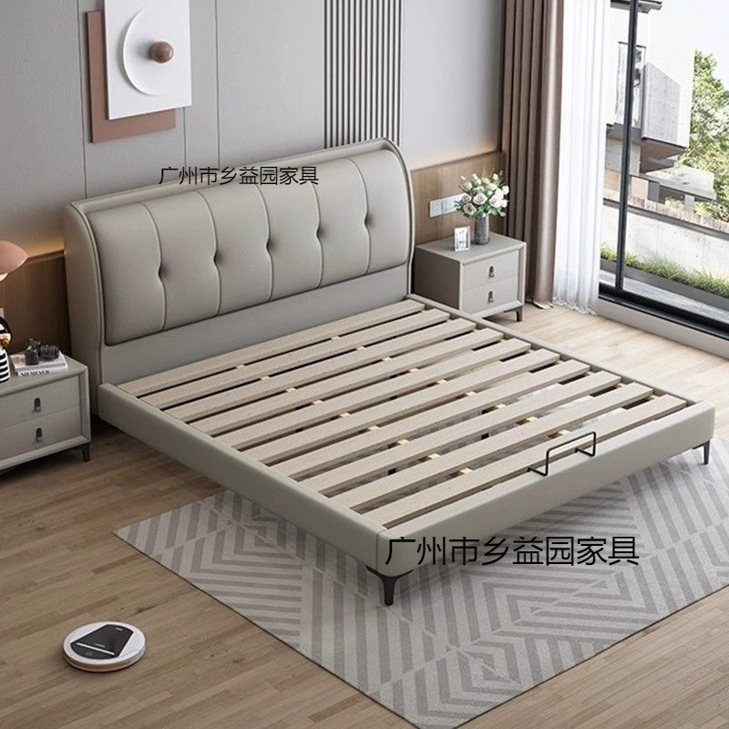 现代简约主卧小户型1.8米双人床新款轻奢软包小户型储物布艺婚床|undefined