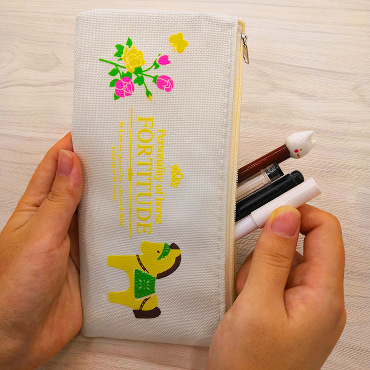 Bolsa de lápiz creativa de caricatura coreana encantadora bolsa de cambio de cremallera de Oxford bolsas de papelería bolsas de lápiz de papelería