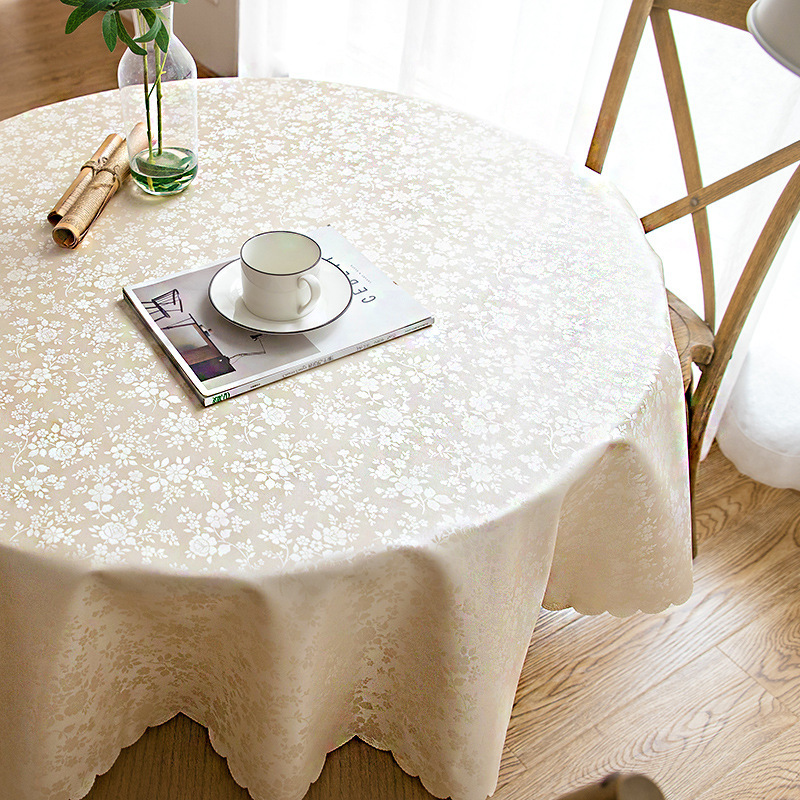 Household Disposable Tablecloth European Style Waterproof, Oil-Proof and Anti-Scalding Hotel Restaurant Round Large Round Table Tablecloth Thickeneded Tablecloth