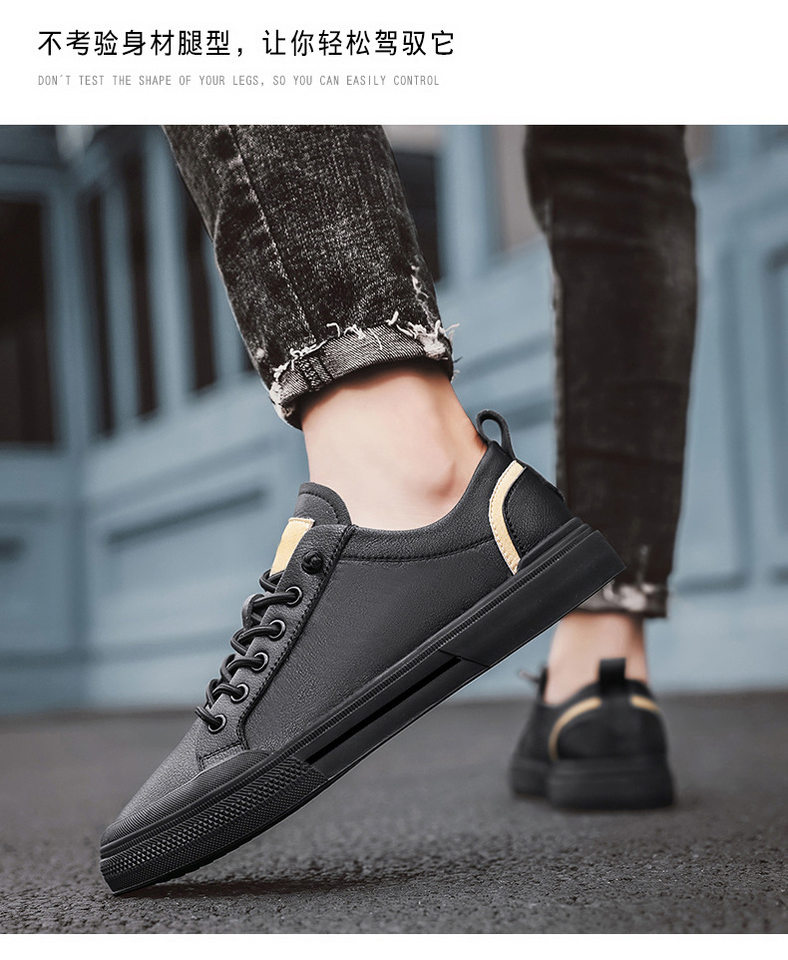 Giày sneaker nam da lì phối chỉ may, đế bằng thấp, phong cách thường ngày — 21506 màu đen, 5025 màu trắng, 5025 màu đen, Màu trắng 21506 chi tiết 13