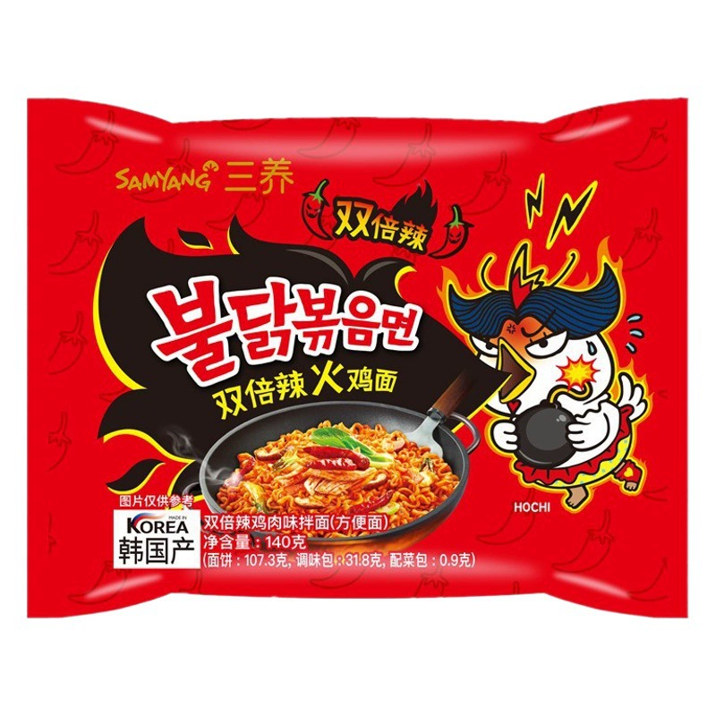 Острая куриная лапша Samyang со вкусом курицы, 140 г, корейская жареная лапша, готовая к употреблению, сливочный сыр, лапша быстрого приготовления